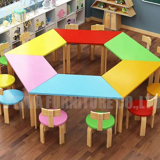 Beautiful kids reading learning table and chair kindergarten kids party tables