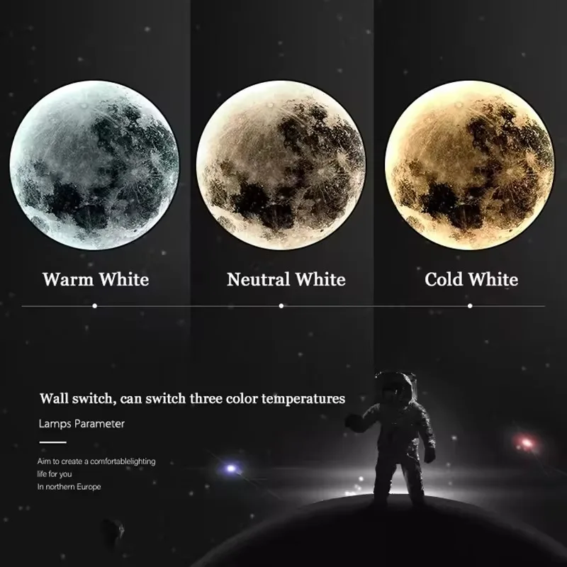 Moon Wall Lamp Aisle Corridor Mural Art Design Foyer Hallway Gallery Background Decoration Kid Bedroom Bedside Led Celing Light 6