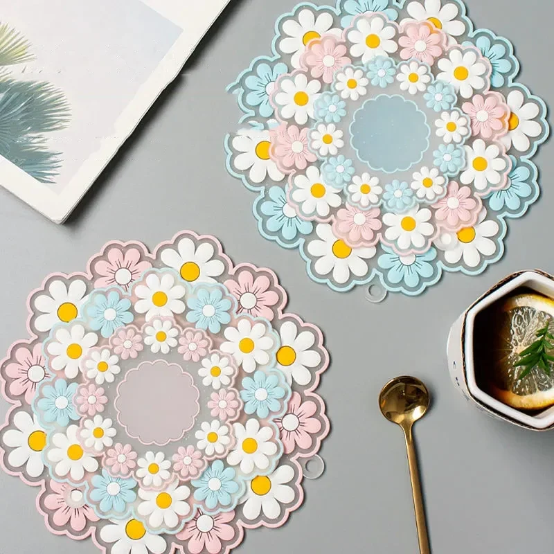 Cute Daisy Blossom Table Mat Anti-skid Cup pads Tea Cup Milk Mug Coffee Cup CoasterHeat Insulation Kitchen Accessories Placemat