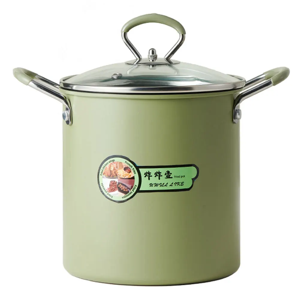 3L Deep Fryer Pot Frying Pot with Strainer Basket Cooking Multi-Function Mini Oil Fryer Roasting for Japanese Tempura