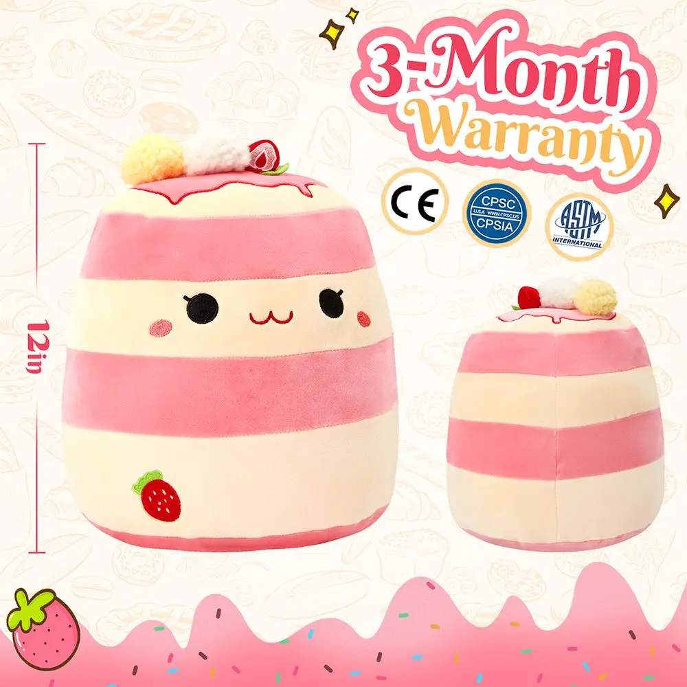 30cm Cartoon Cookies Plush Pillow Soft Food Pilllows Stuffed Strawberry Waffles Dolls for Kids Children Girl Birthday Room Decor 2