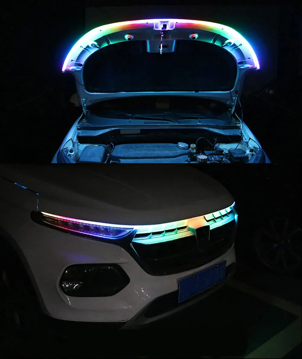 RXZ APP Fernbedienung RGB Led Bunte Auto Scheinwerfer Streifen 12v Universal für Auto Haube Dekorative Licht Tagfahrlicht – Detail 13