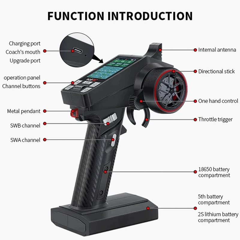 HotRC CT-8A Remote Controller CT8A 2.4Ghz RC 8CH Transmitter One-Hand Radio F08A PWM Receiver For RC Model Car/Ship/Tank 4
