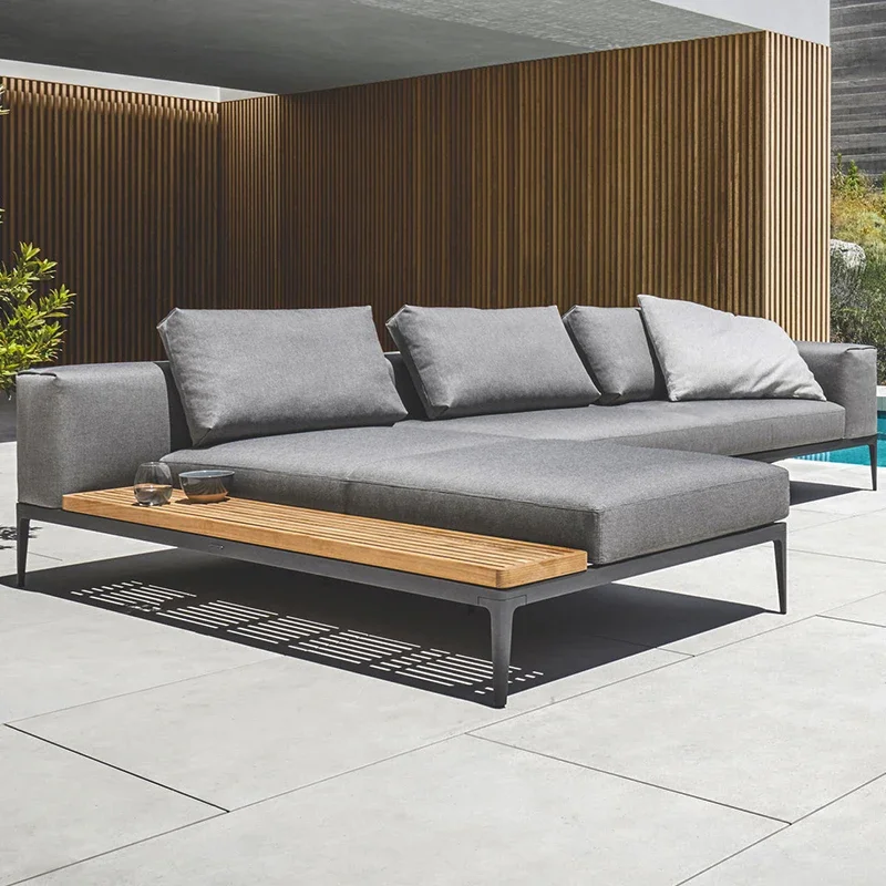 Outdoor sofa courtyard villa teak American outdoor outdoor model room Hotel waterproof and sunscreen aluminum sofa