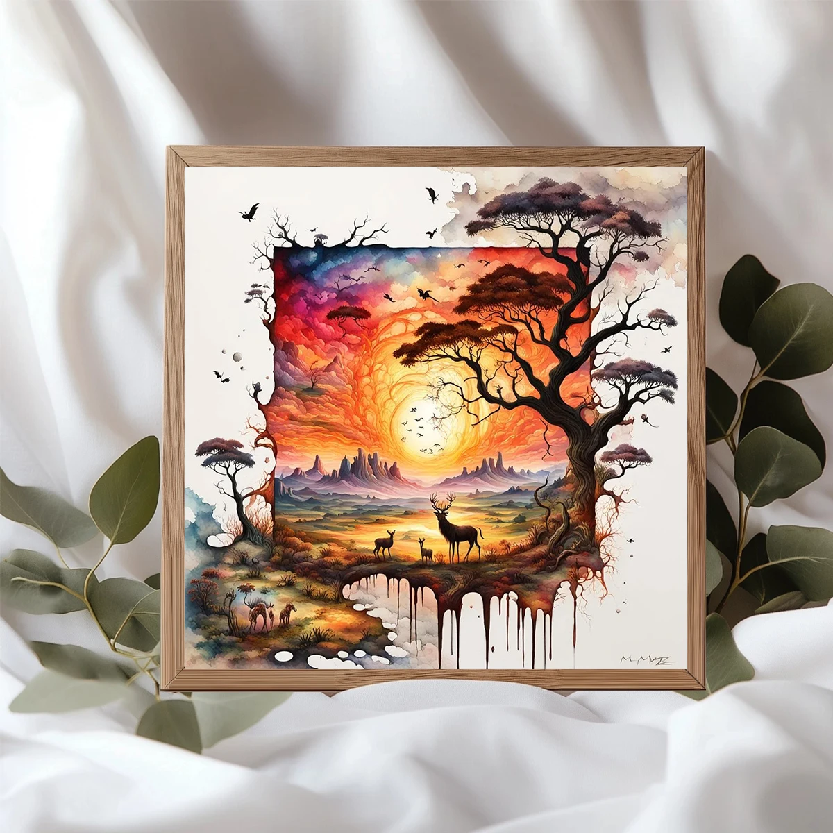 1 Stück 40x40cm/15,7x15,7 Zoll, Landschaftsmalerei, 11CT/14CT bedrucktes Kreuzstich-DIY-Set, entspanntes Kreuzstich-Stickset für Erwachsene Anfänger