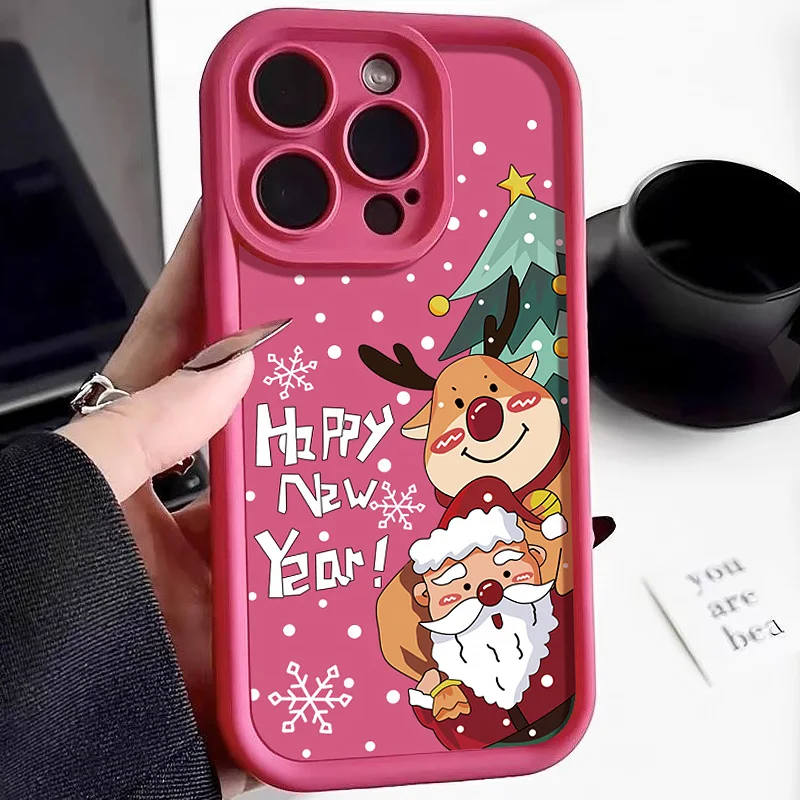 thumbnail image 1 of Funda de silicona con patrón navideño para iPhone, carcasa suave de TPU a prueba de golpes para teléfono iPhone 16, 15, 14, 13, 12, 11 Pro Max Plus, X, XS, XR, 8, 7, 1 of 4
