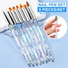 LIMEGIRL 8pcs/set Aurora Acrylic Nail Art Painting Pens for Nail Design Soft Slender Brush Gradient UV Gel Drawing DIY Brushes 1