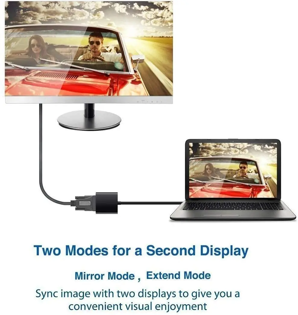 New USB To VGA Adapter Male-Female Multi-Display 1080p Audio Video Converter- PC Laptop Windows 7/8/10 Computer Components