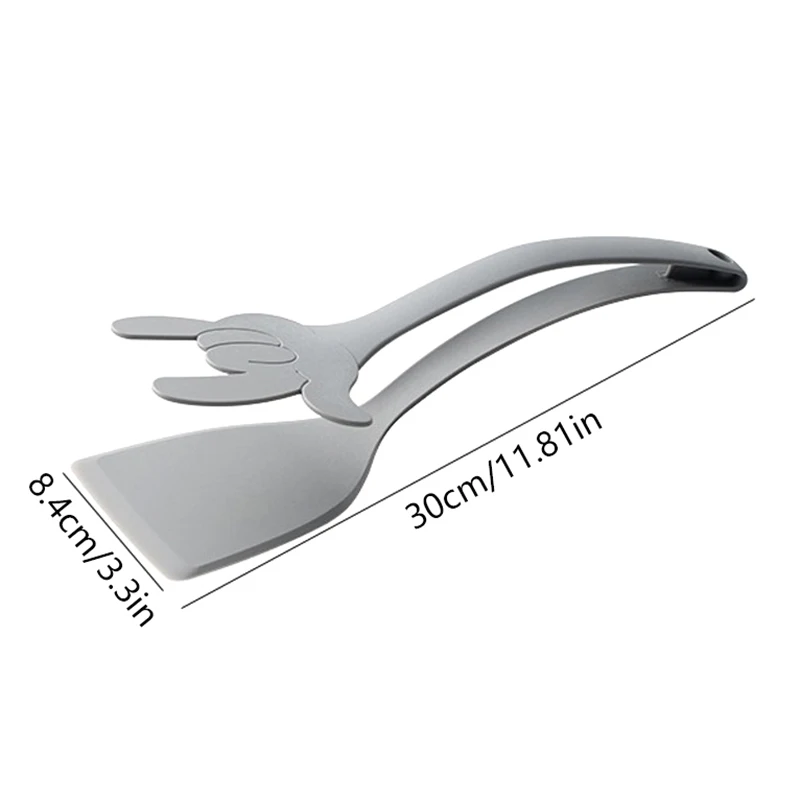 2 In 1 Grip Flip Spatula Clamp Egg Pancake Fish French Toast Omelette Making Non Stick Home Kitchen Cooking Turner Tool