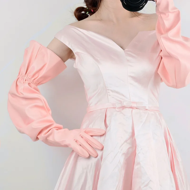 

1Pair Photography Long Touch Screen Leather Gloves Big Sleeve Wide Cuff Lantern Sleeve Puff Sleeve for Dress Stage Performance