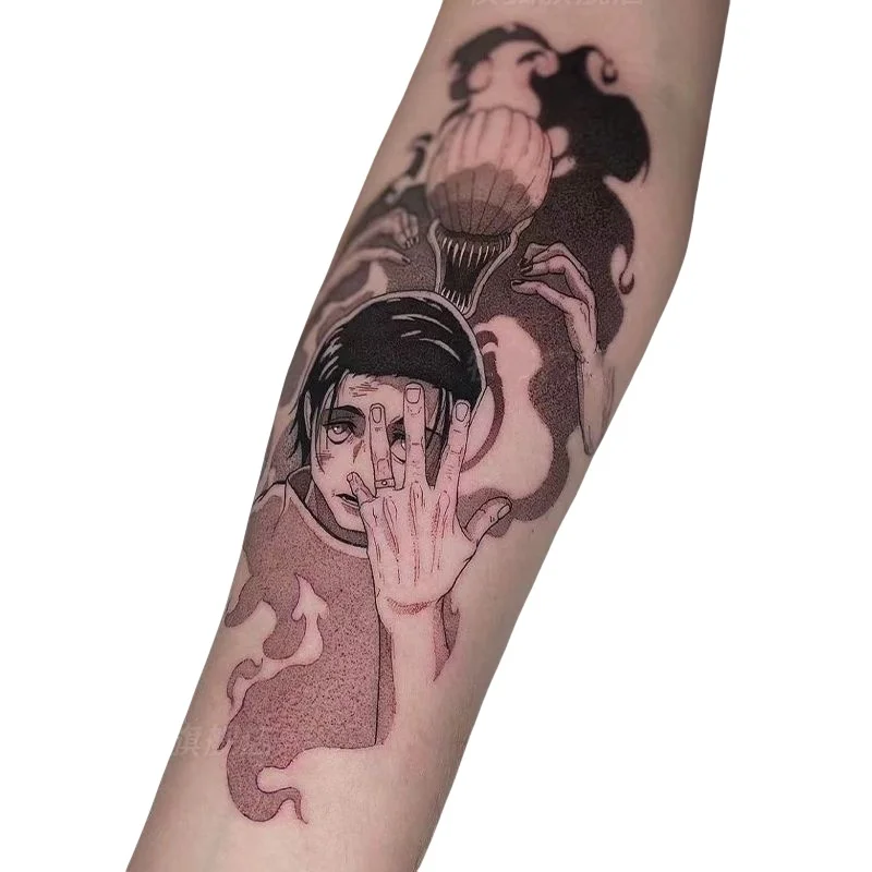 Jujutsu Kaisen Anime Temporary Tattoos Cartoon Okkotsu Yuta Black Waterproof Fake Tattoo Sticker Body Art Transfer Tattoo