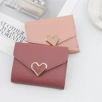 Korean version women wallet short heart-shaped three fold women's wallet multi card slot card bag zero wallet  purses for women - Image 4