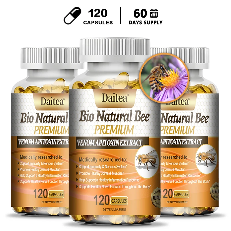 Daitea Natural Bee Venom Capsules Support Immunity and Antioxidant Nervous System Health Joint and Muscle Health Non-GMO