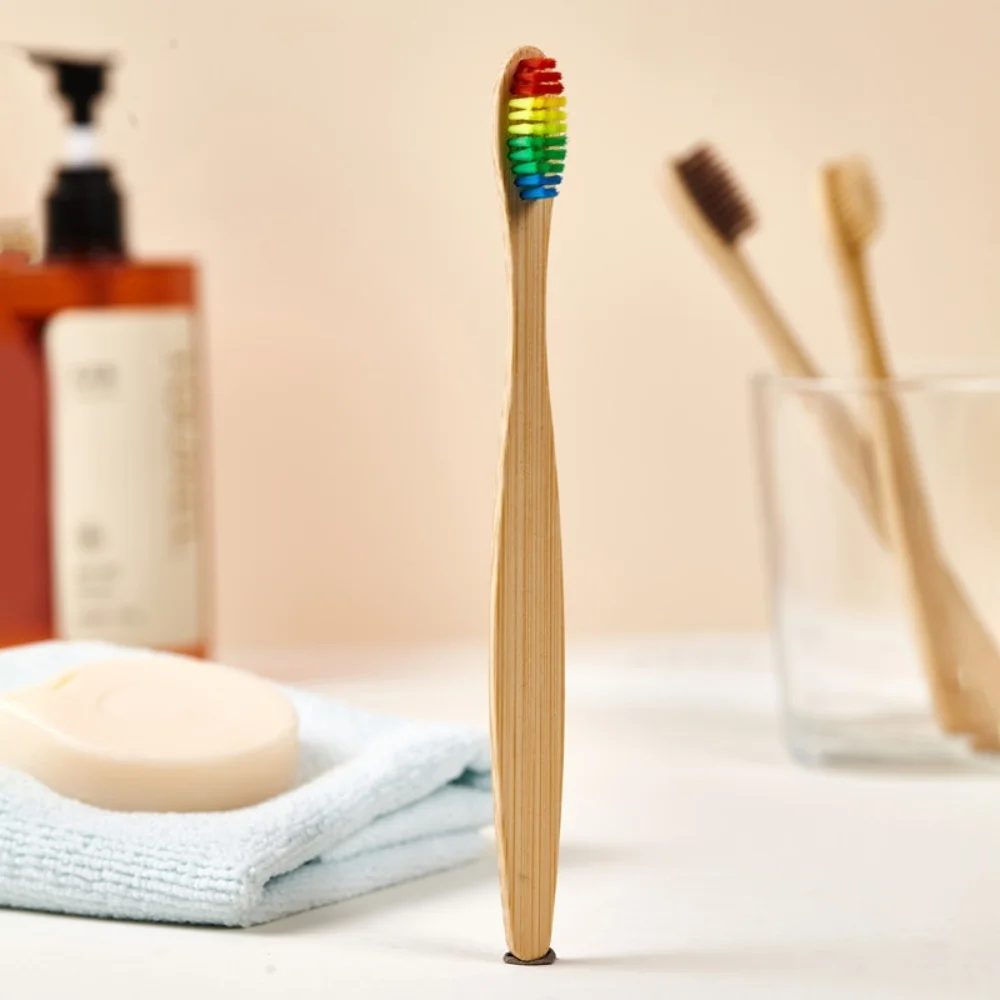 Vibrant Bamboo Toothbrush Set - Eco-Friendly, Soft-Bristle for Adults, Ideal for Home, Travel, and Hotel Use