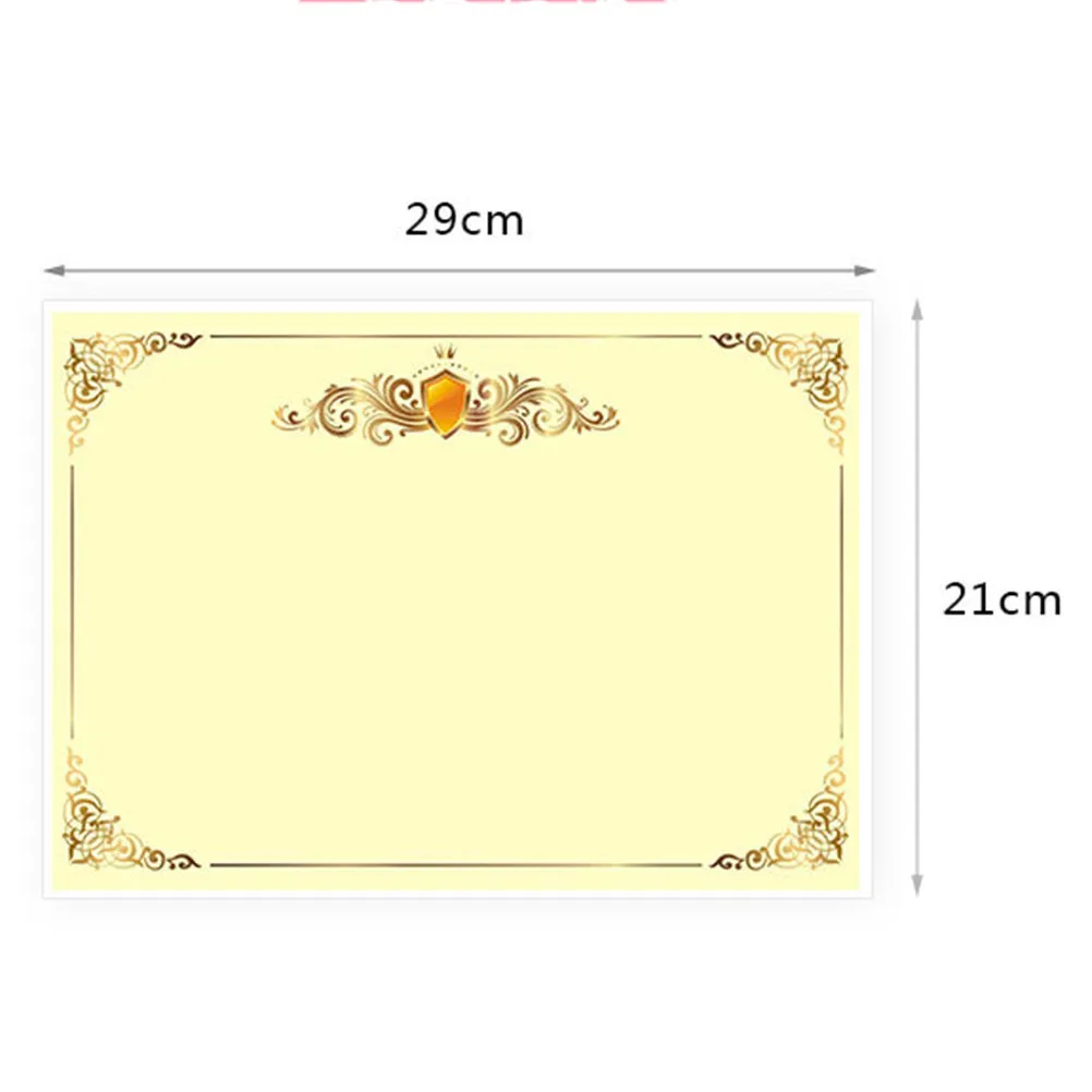 100Pcs 인증서 용지 A4 21x29cm 골드 테두리 호환 잉크젯 포일 양각 씰 리본 학업상 졸업용