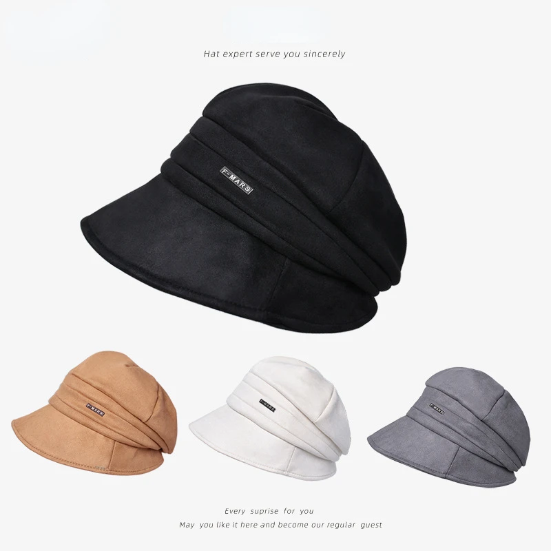 

New Autumn Winter Octagonal Hat Women's Warm Hat Korean Versatile Travel Big Head Waist Soft Brim Letter Logo Breathable Beret