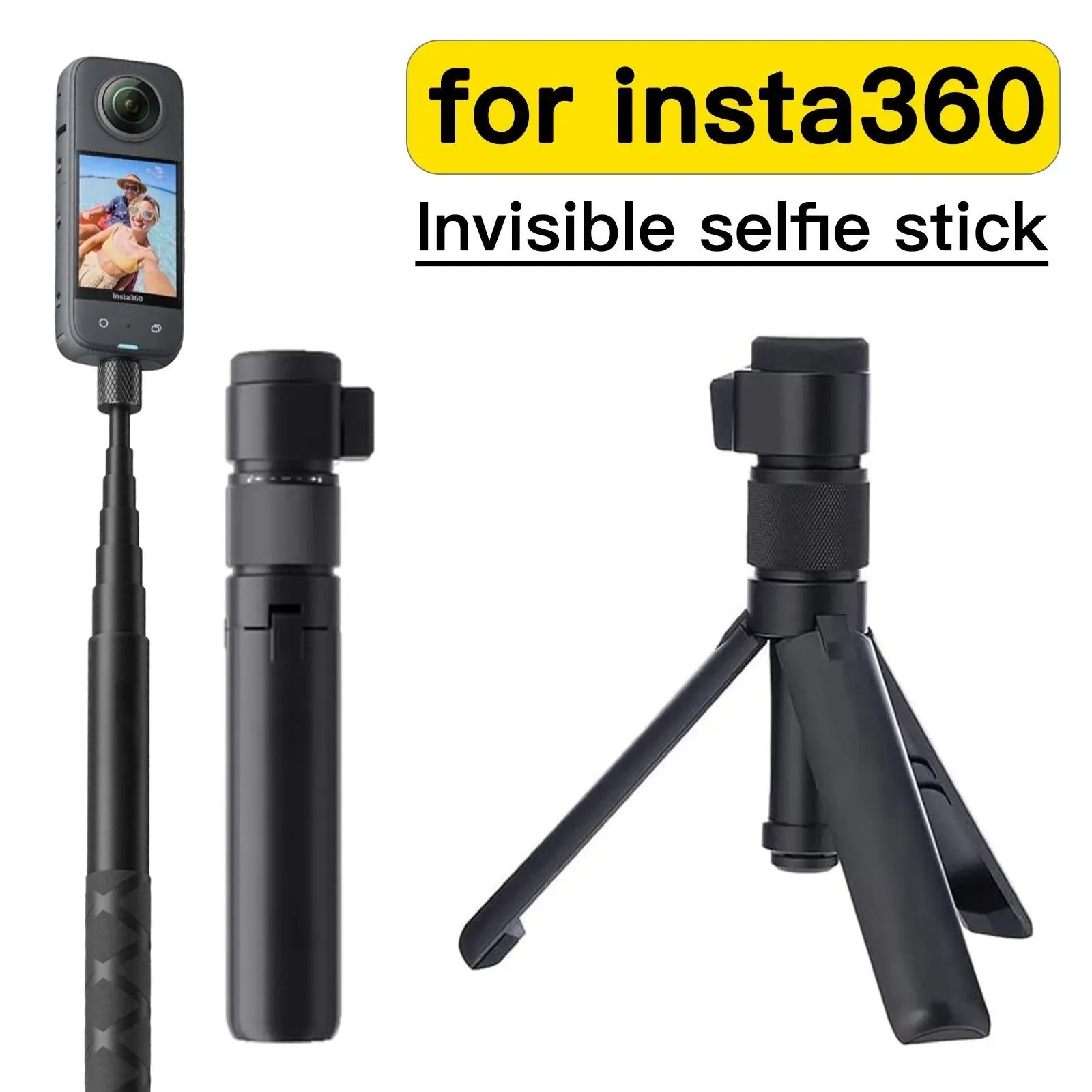 Camera Selfie Stick Yunseity Time Handle For Insta360 ONE X3/X2/R - 360° Rotation Aluminum Selfie Stick & Tripod Insta 360 Bullet Time Stick