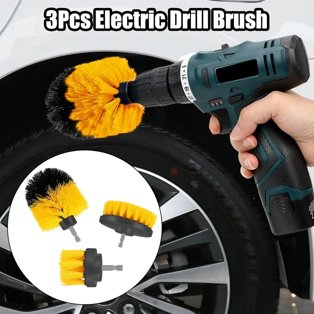 3pcs/set Drill Scrubber Brush Kit Car Brush Automobile Detailing Auto