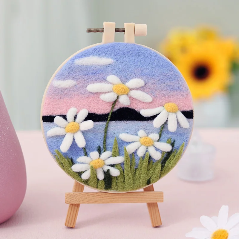 Needle Felting Painting Kit No Finish Flower Painting Kit Funny Wool Needle Felt Picture Handmade Wool Needle Painting for Kids Children Play DIY s needle felting kit wool felting kit needle felting painting kit