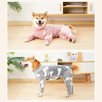 Winter Pet Dog Jumpsuit Clothes Warm Fleece Puppy Dog Pajamas Pet Overalls Costumes For Small Medium Large Dogs French Bulldog 5