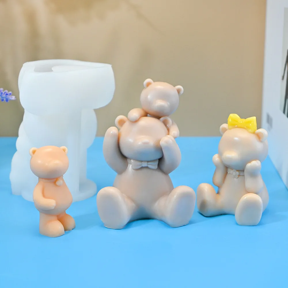 Silicone Mold for DIY Cartoon Bear Candle Aromatherapy Gypsum Pendant Cake Baking