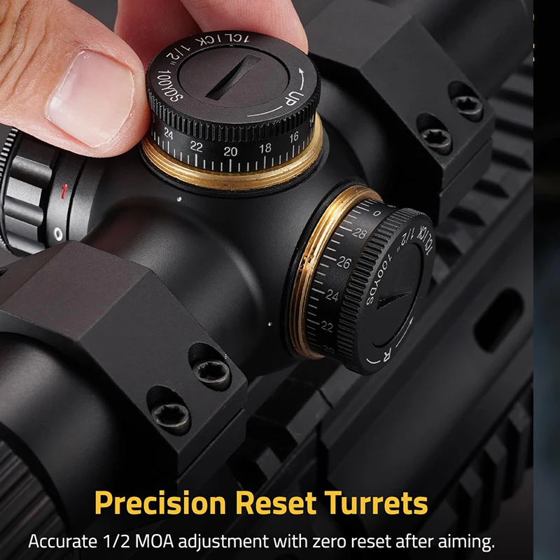 1-6x24 LPVO Rifle Scope 5 Levels Illumination Reticle Second Focal Plane Scope Leveling Kit