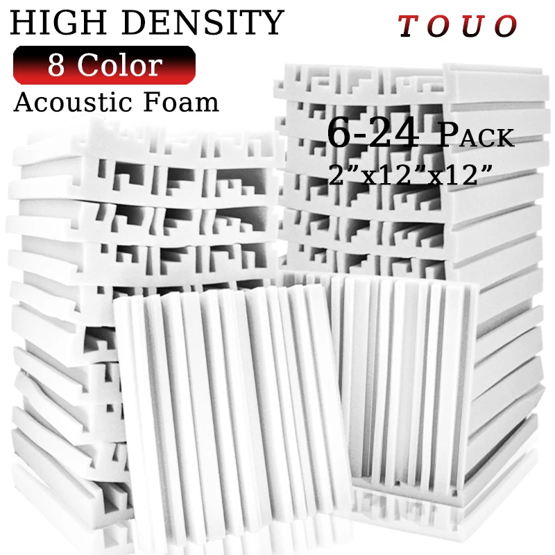 

TOUO 6 12 24 Pcs Broadband Soundproof Foam Studio Sound Absorber Acoustic Treatment High Density Ktv Room Noise Insulation
