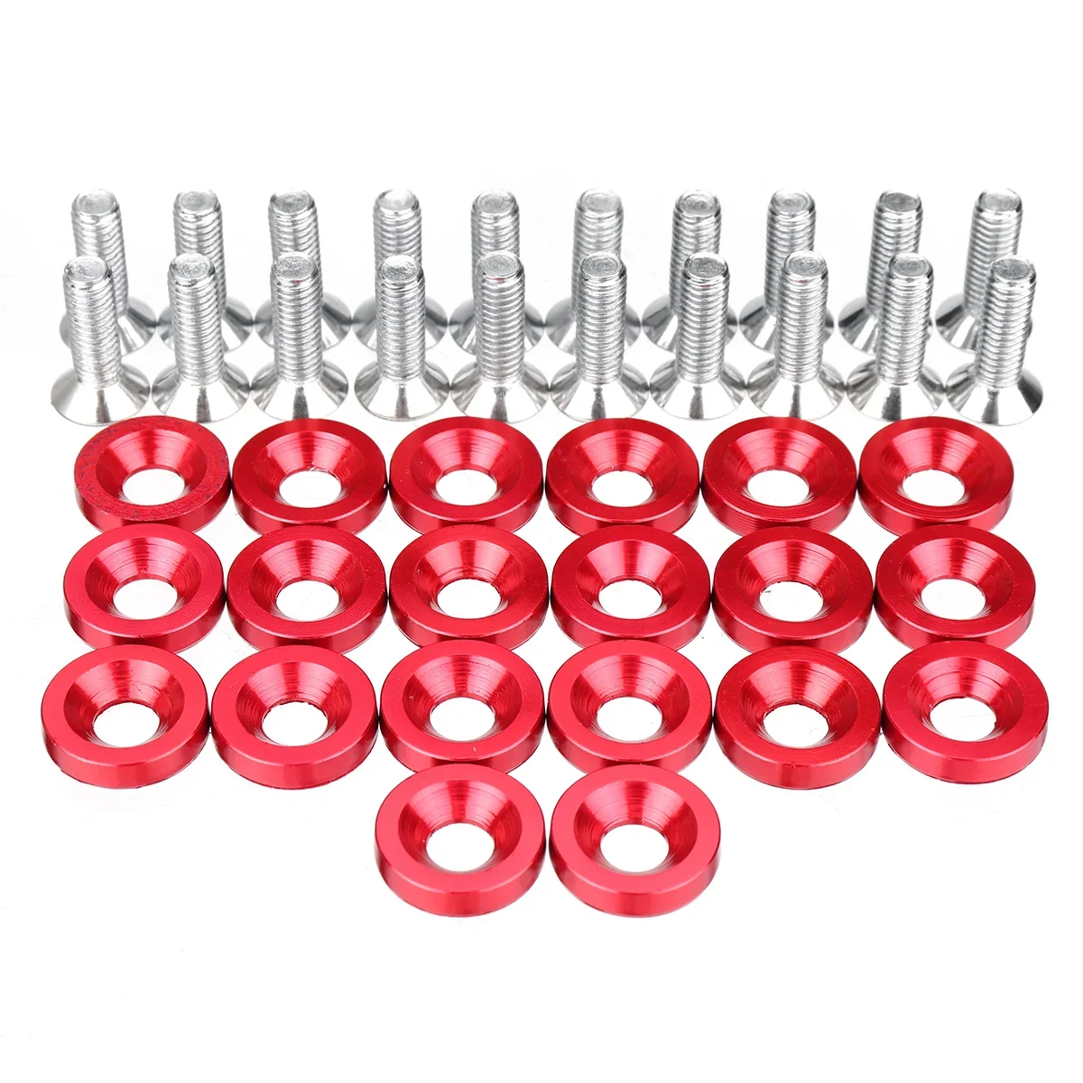 20pcs M6 Aluminum Car Modified Hex Fasteners Fender Washer Bolts JDM Bumper Engine Concave Screws Universal