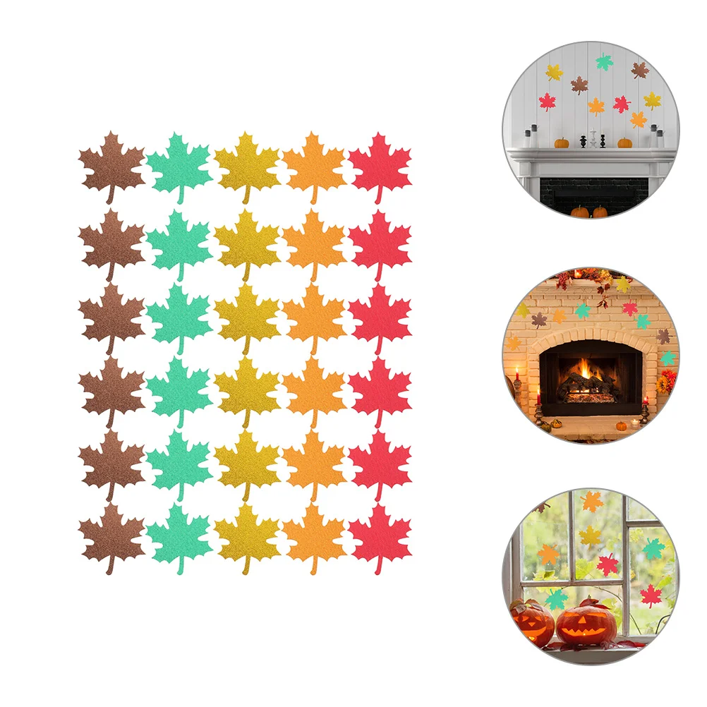 

30pcs Fall Leaves Cutout Glitter Paper Leaf Paper Cuts Decorative Maple Leaves Paper Cutouts Decors Mixed Color