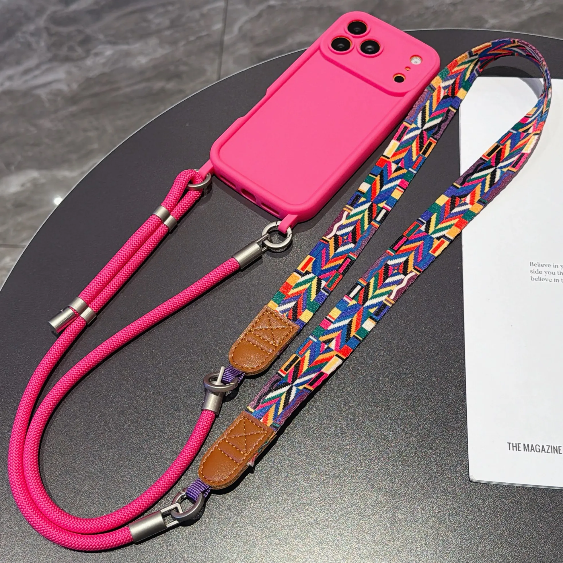 Stylish Retro Lanyard Crossbody Phone Case with Neck and Wrist Strap