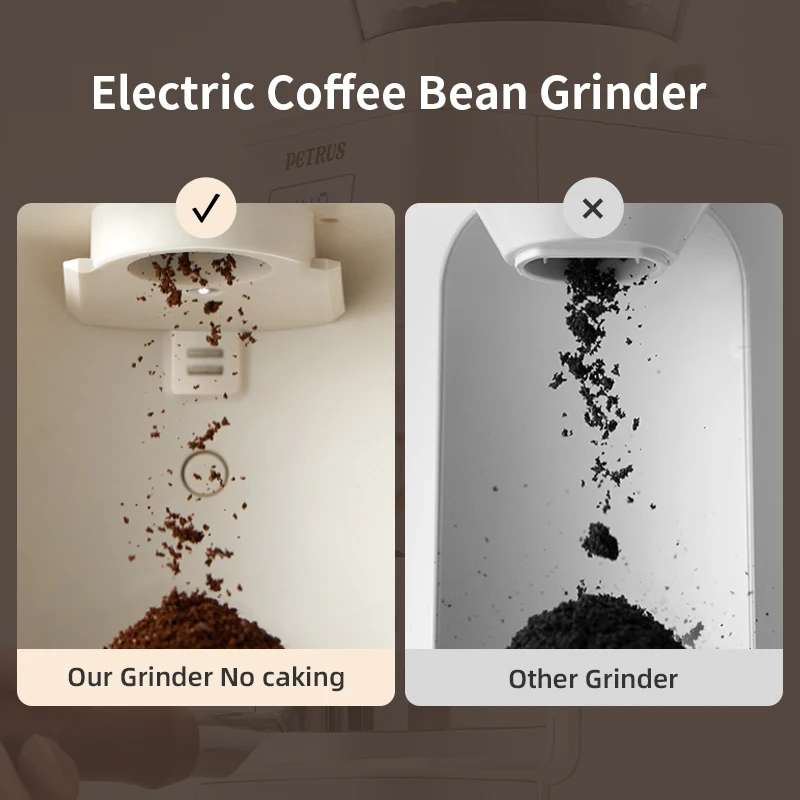 Petrus Electric Coffee Grinder With 51 Precise Settings Stainless Steel Conical Burr Grinder With Digital Timer Display, electric grinder,coffee grinder