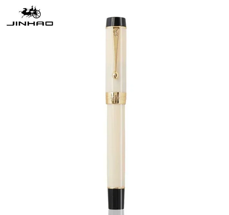 Jinhao-100周年記念万年筆、ファインペン先、18kgp、ゴールデン