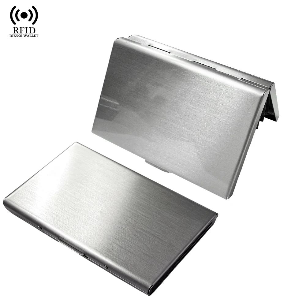 RFID Protected Metal Slim Wallet - Compact Bifold Credit Card Holder