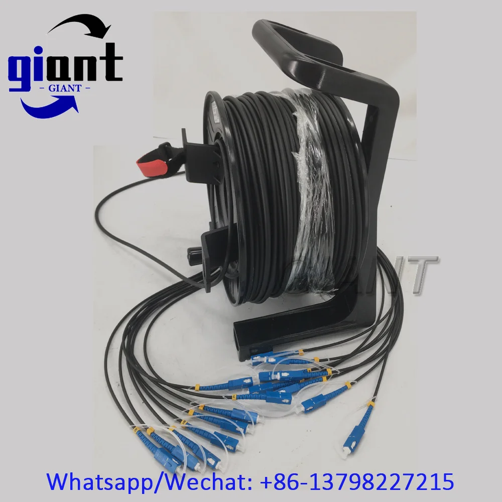 8C,100m,LSZH/TPU,G657A1,SM,8코어 SC/UPC-SC/UPC 커넥터 5.0mm,PCD235 릴 드럼이 있는 검정색 기갑 케이블 광섬유 패치 코드