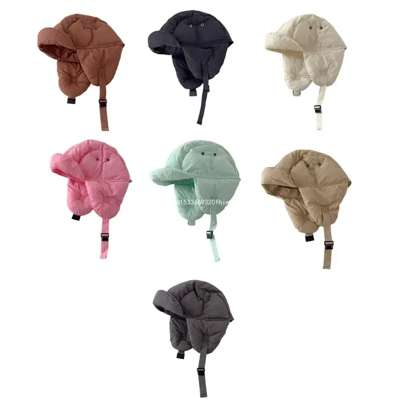 Cosy Down Cotton Hat Windproof Kids Warm Bonnet Earflap Hat Offering Full Head and Ear Coverage for School and Play