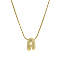 Collier délicat en Zircon avec petite lettre initiale pour femmes, plaqué or, chaîne serpent en acier inoxydable, ras du cou, pendentifs Alphabet 4