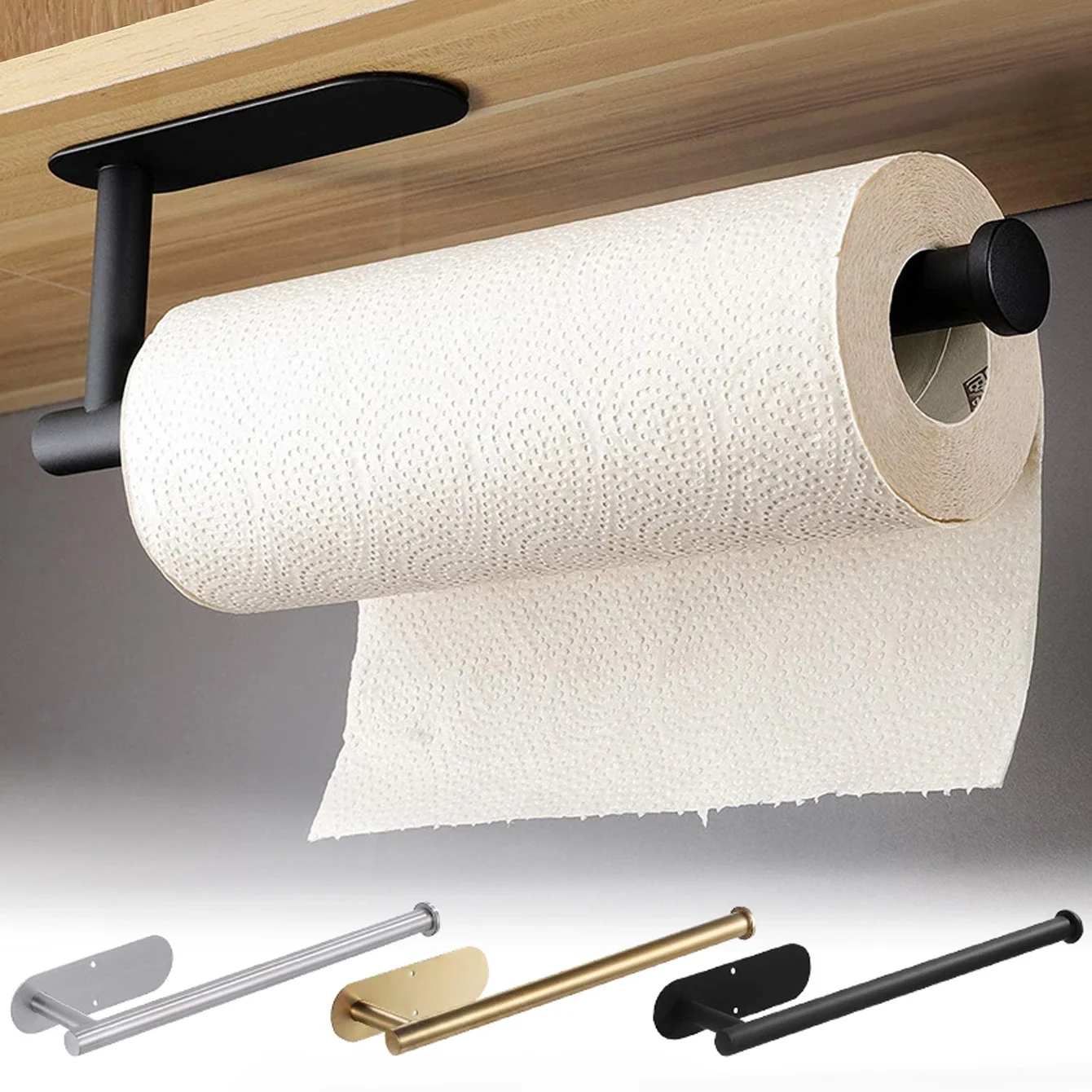 

Self Adhesive Toilet Paper Towel Holder Stainless Steel Wall Mount No Punching Tissue Towel Roll Dispenser for Bathroom Kitchen