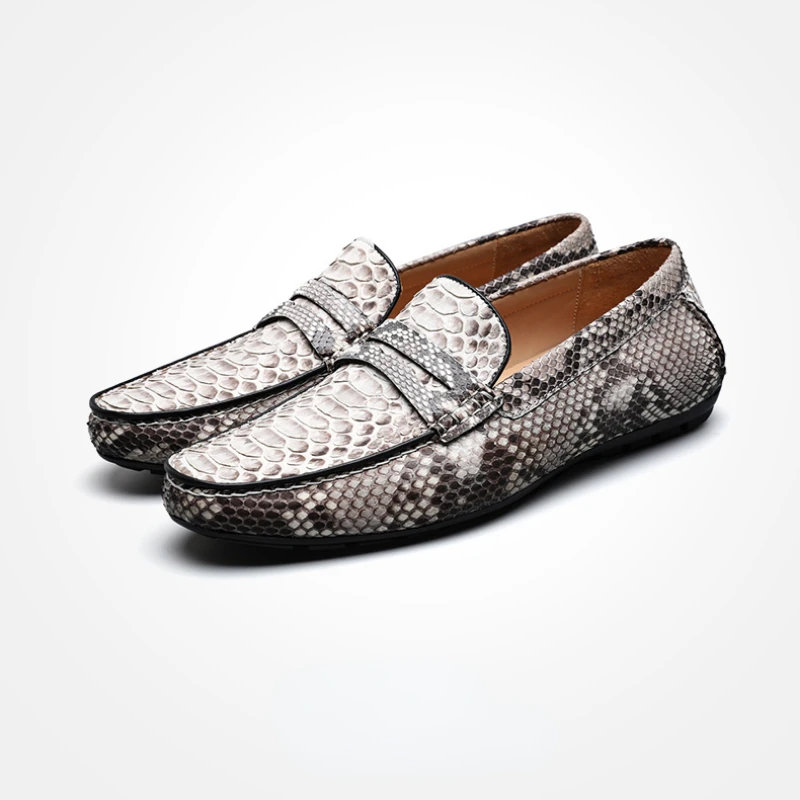 

Snakeskin Python Leather Shoes Doudou Shoes Men Leather High-end Business Casual Loafers Men's Spring Summer Daily Leisure Shoes