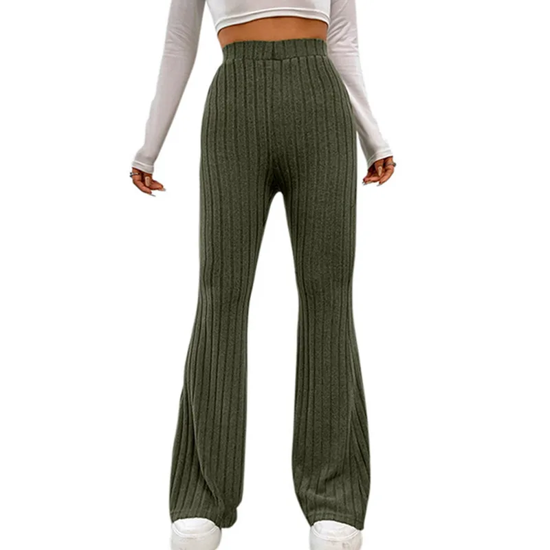 Women's Stretchy High Waisted Ribbed Flared Pants | Great for All Seasons main image 0