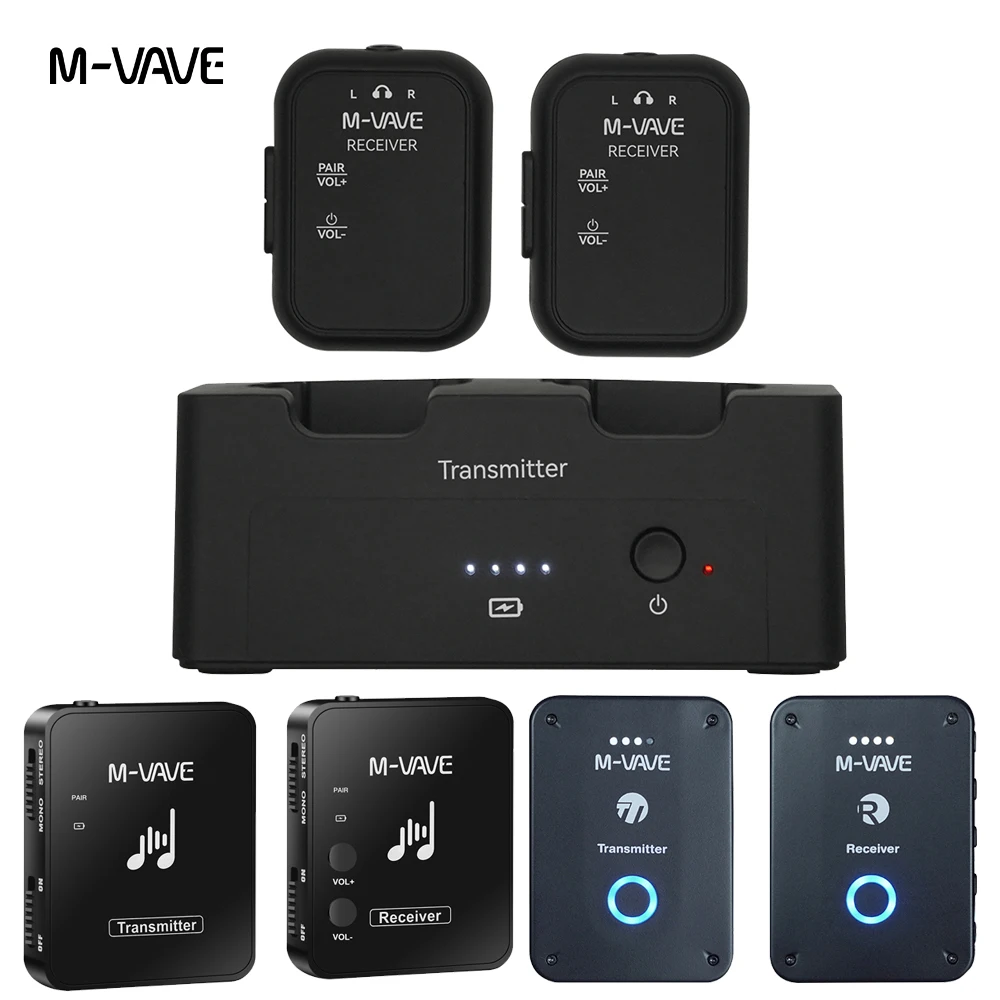 Wireless Earphone Monitor M-VAVE 2.4GHz Wireless Earphone Monitor Transmission System WP-9/WP-10/WP-12 Support Stereo Mono Mute Function Recorder