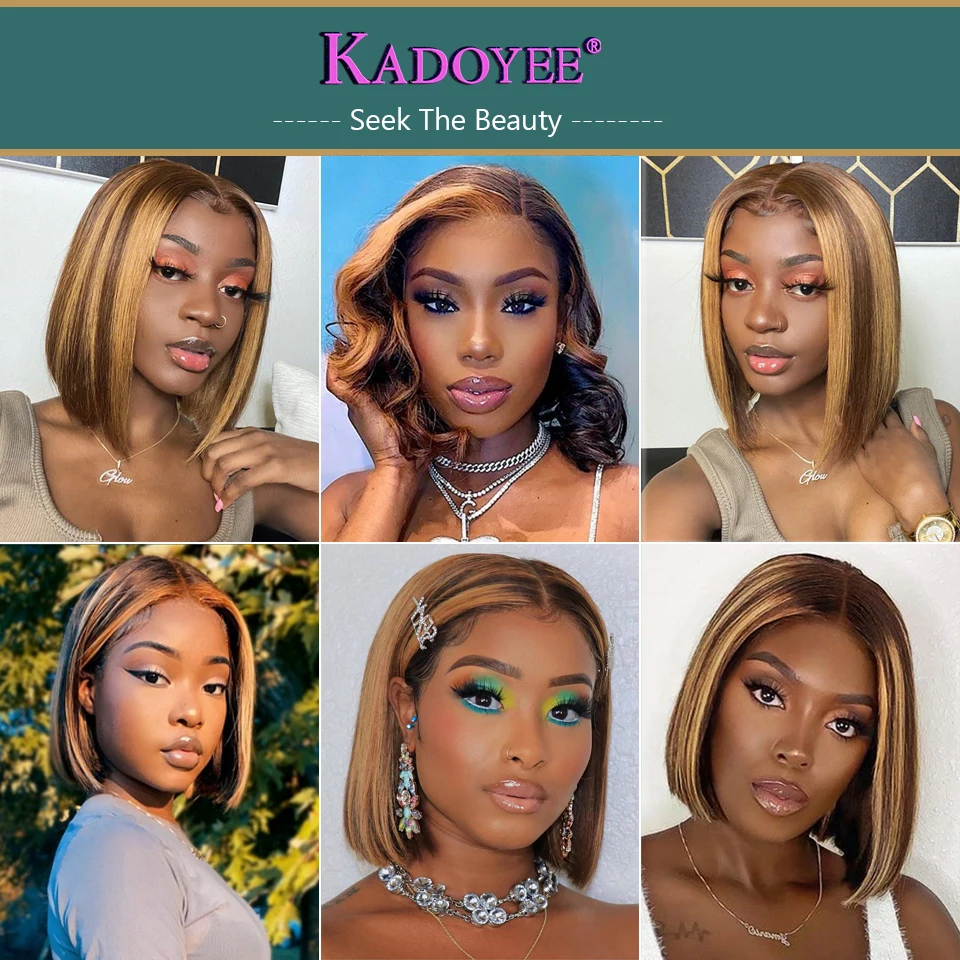 13x4 Straight Lace Front Wigs Human Hair Short Bob Wigs Highlight Wig Human Hair Brazilian Bob Wig Lace Frontal