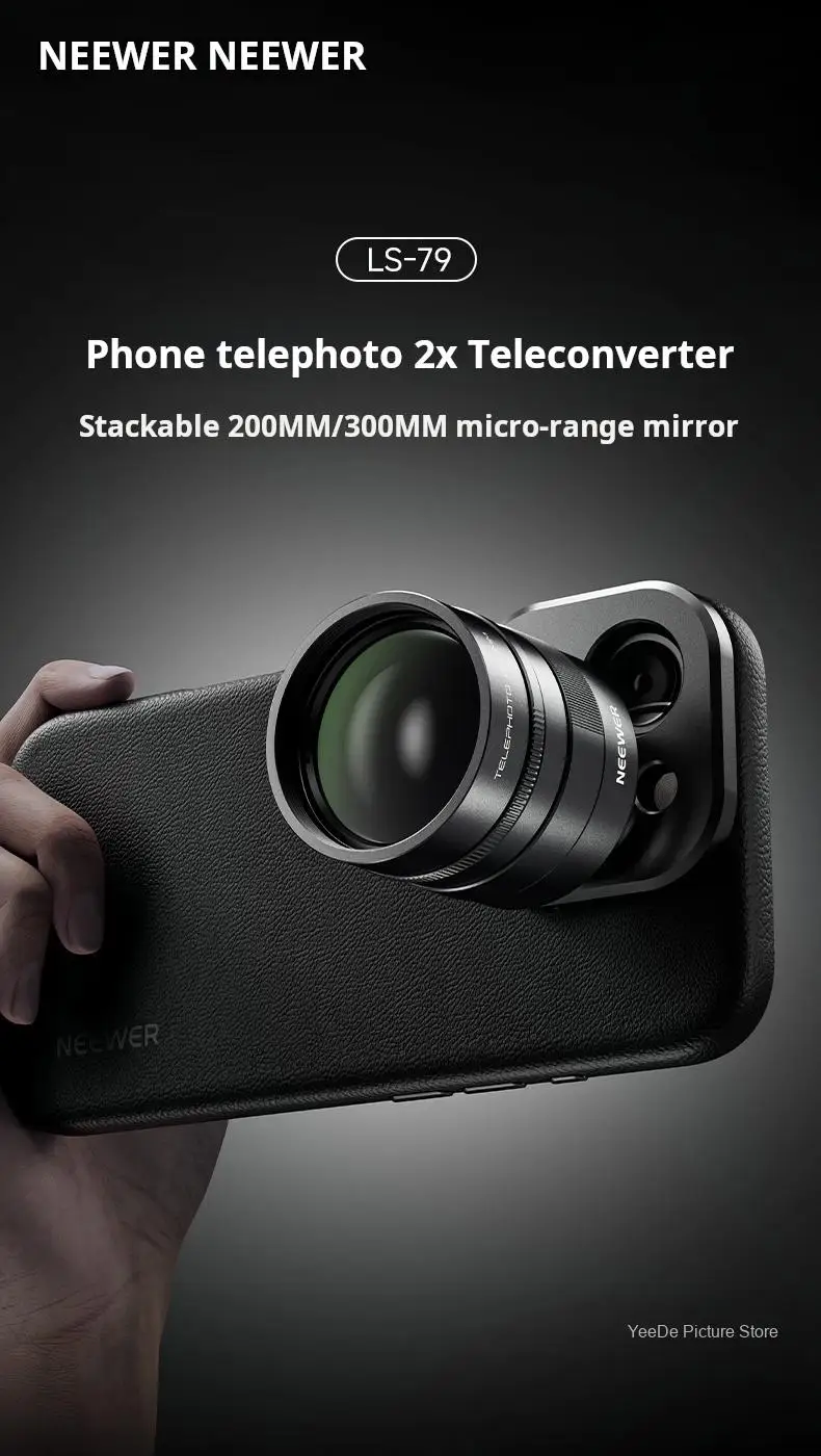 NEEWER LS-79 Obiettivo Teleobiettivo con Ingrandimento 2X, Lente Macro Esterna per iPhone, Vivo, Xiaomi, Oppo, Samsung e Altri Smartphone