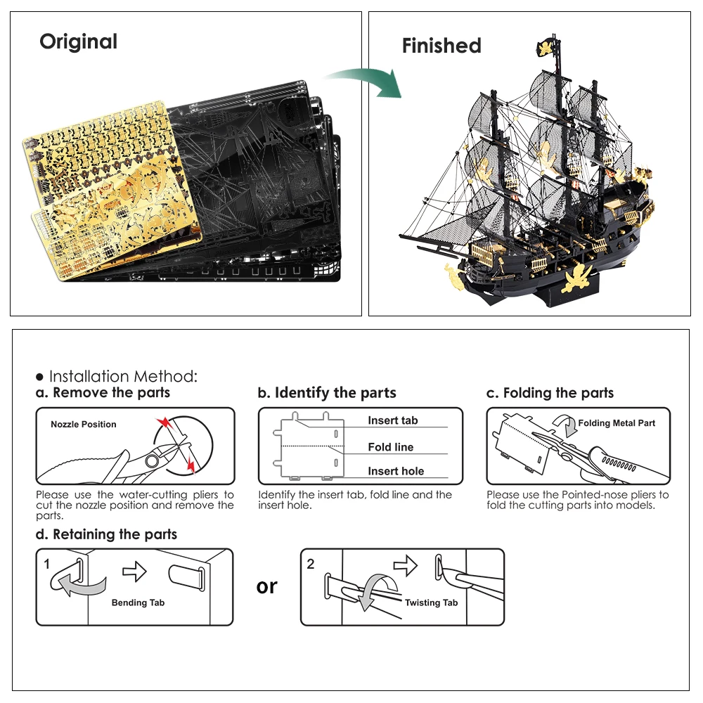 Black Pearl 3D Metal Model Kits for Adults DIY Metal Jigsaw Puzzle 