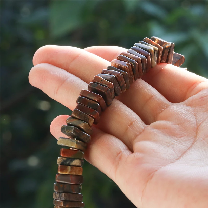 Natural Stone Moss Jade Leopard Green Aventurine Square Slice Spacer 3x10MM Gemstone Beads For Jewelry Making Diy Bracelet