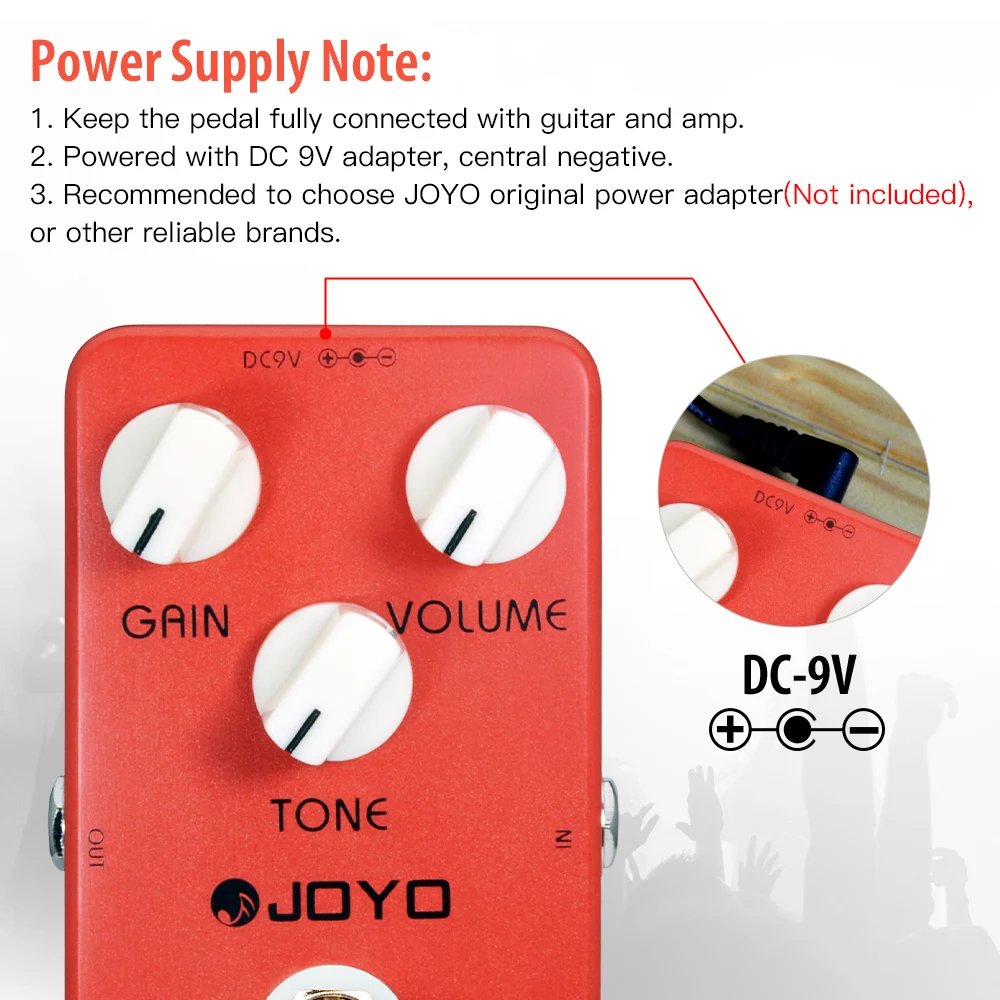 JF-03 CRUNCH DISTORTION British Classic Rock Distortion Pedal from Clean Boost t