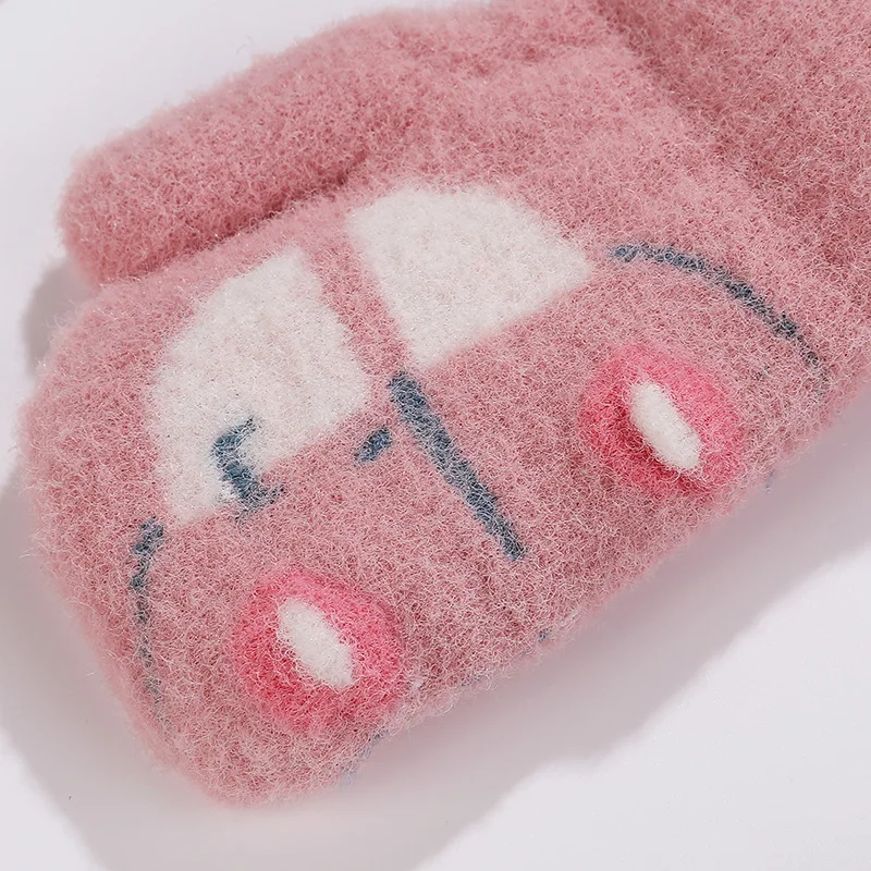 Winter Warm Gloves for Children Warm Gloves Thickened Hanging Neck Baby Mittens for Boys Girls Knitted Gloves 3-8 Years 5