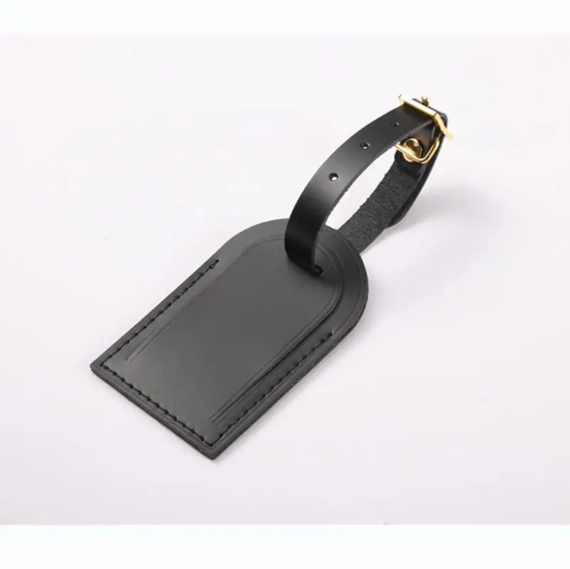 

Black Real Calfskin Nametag Name Label Airline Tag For Luxury Travel Bag Luggage Duffle Personalization Hot Stamp Big Size