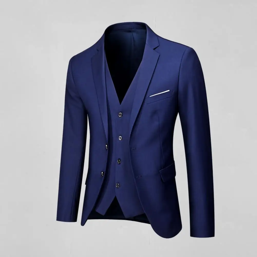 Men Slim Fit Suit Set Stylish Men&rsquo;s Business Suit Set Formal Meetings Weddings Groomsmen Slim Fit Anti-wrinkle Jacket Vest mens suit