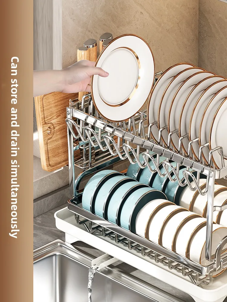 Stainl Steel Kitchen Storage Ra Multi-Function Bowl Cup Organizer Self-Unloading Water Knife Ra Modern Simple Sle