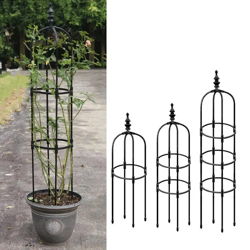 

90/120/150cm Climbing Rattan Frame Plant Potted Support Frame Metal Iron Flower Vegetable Decorative Lattice Support